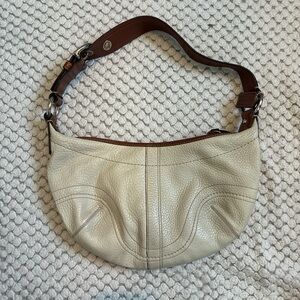Coach Cream and Brown Leather Shoulder Bag
